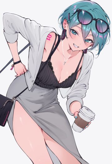 qiandaiyiyu vocaloid hatsune miku bra detexted megane tattoo