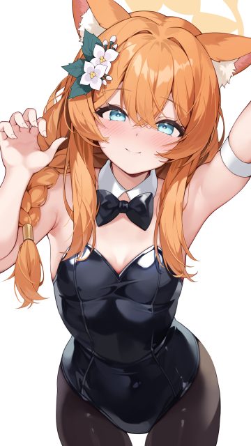 pinki o64 blue archive iochi mari animal ears halo leotard loli nekomimi no bra pantyhose selfie