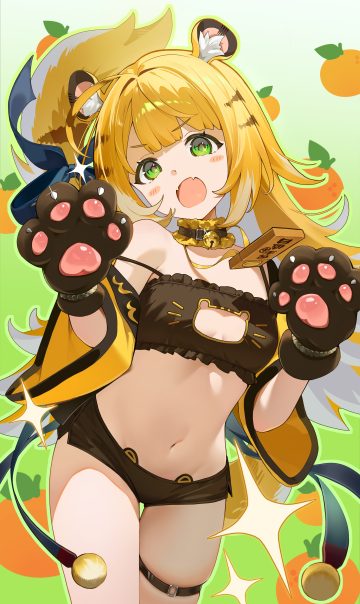 lel zenless zone zero ju fufu animal ears bra garter japanese clothes open shirt pantsu tail