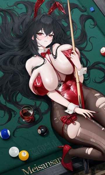 meisansan azur lane taihou (azur lane) animal ears bunny ears bunny girl garter heels no bra pantyhose torn clothes