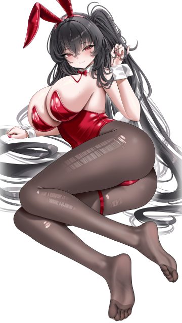 buko (bukosuki) azur lane taihou (azur lane) animal ears bunny ears bunny girl garter no bra pantyhose tail torn clothes
