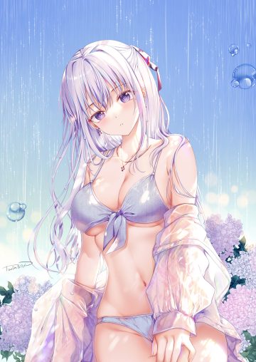 twinbox twinbox school hiiragi asuka (twinbox) bikini open shirt see through swimsuits
