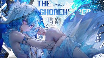 aqua hair blue blush butterfly choker dress headdress nekodayo22 purple eyes shorekeeper (wuthering waves) wuthering waves