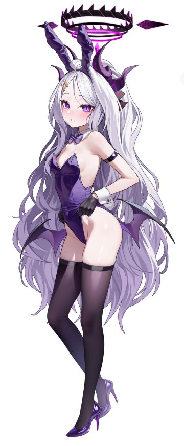 ayoni blue archive sorasaki hina animal ears bunny ears bunny girl devil halo heels horns loli no bra tail thighhighs wings