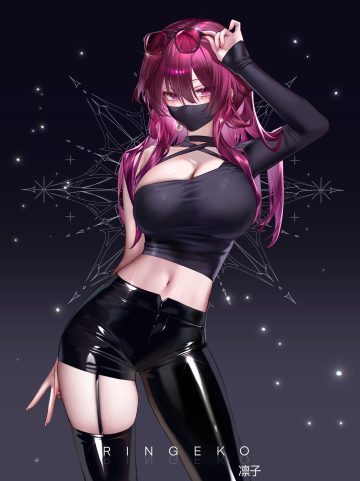 ringeko-chan honkai: star rail kafka (honkai: star rail) megane no bra stockings thighhighs