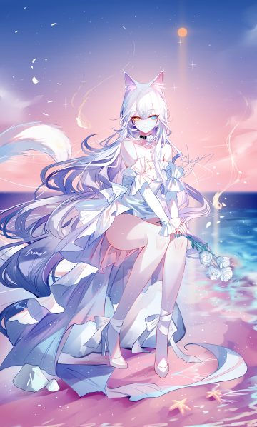 sheya animal ears dress heels heterochromia nekomimi no bra skirt lift tail