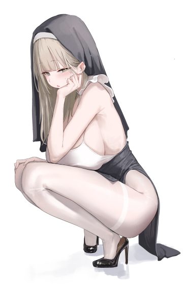 laneigu heels no bra nun thighhighs
