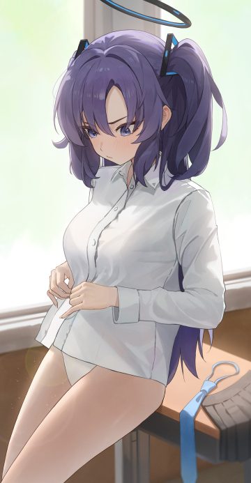rega blue archive hayase yuuka halo pantsu seifuku undressing