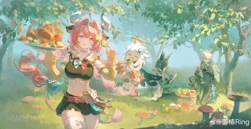 alhaitham (genshin impact) animal ears apple aqua eyes bandaid black hair boots braids cape cowgirl elbow gloves food fruit genshin impact gloves grass gray hair group halo headband horns luochun ring male navel paimon (genshin impact) short hair skirt tail thighhighs tighnari (genshin impact) tree twintails varesa (genshin impact) watermark white hair zettai ryouiki