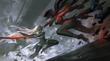 2girls aqua eyes ass black hair blonde hair boots building dress hat leo-dont-want-to-be-a-painter long hair pantyhose ruins short hair sword tagme (character) thighhighs torn clothes weapon yu-gi-oh