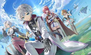 aqua eyes boots brown hair cape choker clouds dress epic7 garter glasses gloves grass gray hair group male pantyhose pink hair rass elclare red eyes shirt short hair sigret (epic7) skirt sky sword tagme (character) thighhighs uniform wakum water waterfall weapon yellow eyes zettai ryouiki