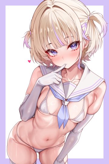 amaki daisuke hololive hololive dev is todoroki hajime bikini seifuku swimsuits thighhighs thong