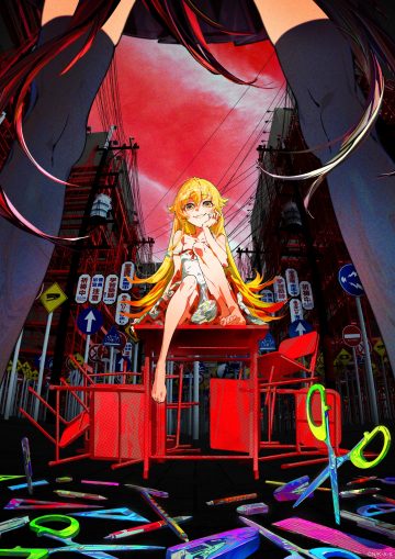 mika pikazo monogatari (series) oshino shinobu senjougahara hitagi dress no bra pointy ears skirt lift summer dress thighhighs