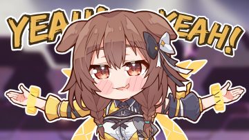 animal ears blush braids brown eyes brown hair close doggirl fang hololive inugami korone kukie-nyan twintails wristwear