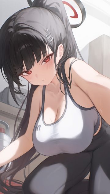 nanimonine9 blue archive tsukatsuki rio bra halo selfie wet