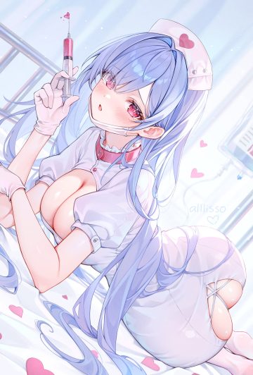 alllisso azur lane voroshilov (azur lane) no bra nopan nurse thighhighs