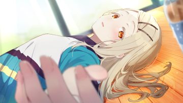 blush close drink gakuen idolmaster gray hair idolmaster long hair orange eyes reikakrzk shinosawa hiro