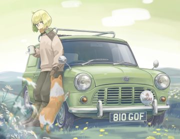 animal black eyes car dog drink flowers food gloves grass green hair jetbrick kneehighs original short hair signed
