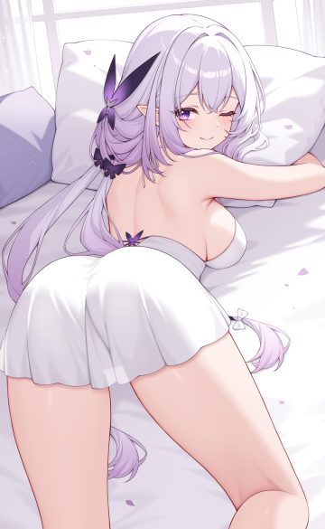 poinia honkai: star rail castorice ass dress no bra pointy ears see through
