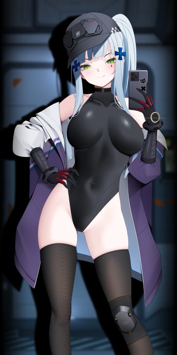 z.taiga girls frontline hk416 (girls frontline) leotard selfie tattoo thighhighs