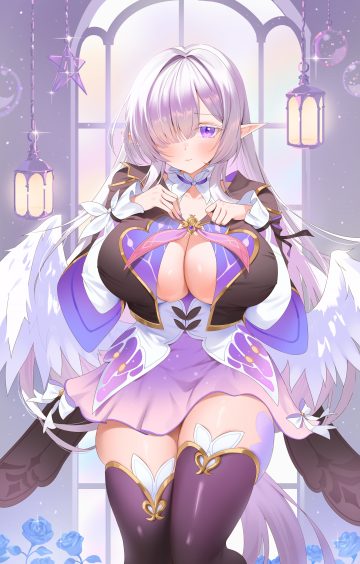 zzo (chorizzzzo) honkai: star rail firefly cosplay elf no bra open shirt pointy ears thighhighs wings