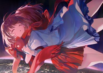 bow brown hair dress scarf short hair tagme (artist)