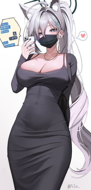 suisen (suisenhwa) blue archive shiroko terror sunaookami shiroko animal ears dress halo nekomimi no bra