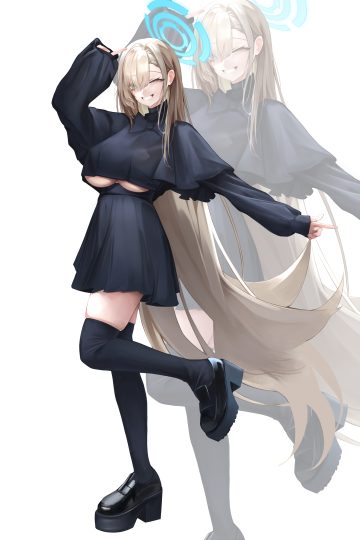 miisang47 blue archive ichinose asuna halo heels no bra thighhighs underboob