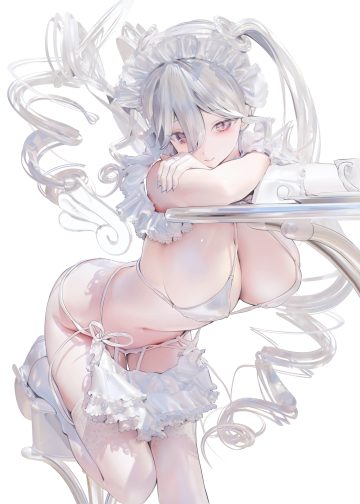 iijima masashi angel bikini maid stockings swimsuits thighhighs wings