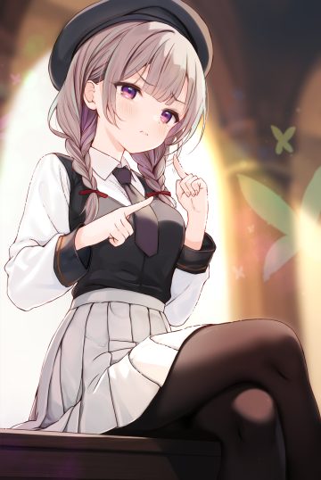 komone ushio pantyhose seifuku skirt lift