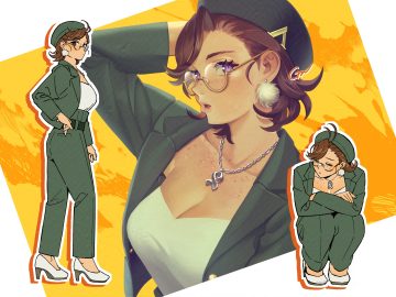 brown hair gaman glasses hat katsuragi ace's trainer (gaman) necklace original purple eyes short hair signed uma musume: pretty derby