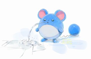 314pic black eyes marill no humans pokemon signed sketch water white