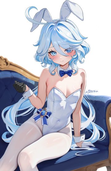 rrr gns (riuriu 1212) genshin impact furina animal ears bunny ears bunny girl heterochromia no bra pantyhose