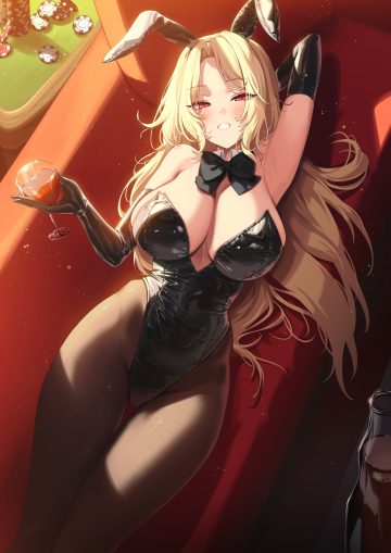 alpha (ypalpha79) goddess of victory: nikke ludmilla (nikke) animal ears bunny ears bunny girl no bra pantyhose
