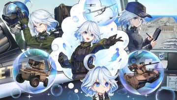aircraft baek hyang bicolored eyes blue eyes bubbles combat vehicle computer furina (genshin impact) genshin impact gloves gray hair hat military paper short hair sky water wink