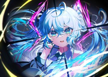 aqua eyes blue hair blush close crying hatsune miku long hair microphone savi (byakushimc) tears tie twintails vocaloid