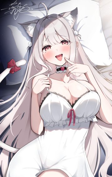 shionootsu indie virtual youtuber uise iu animal ears lingerie nekomimi skirt lift tail