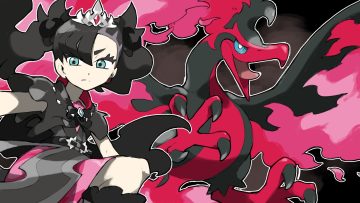 animal aqua eyes bird black hair blacknirrow bow cape dress gothic long hair mary (pokemon) moltres pokemon tiara twintails