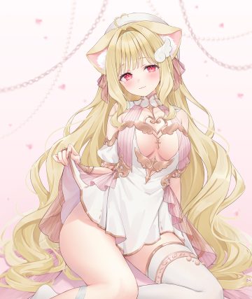 shano hiyori kemomimi refle! nekoma karin animal ears dress garter nekomimi no bra see through skirt lift thighhighs