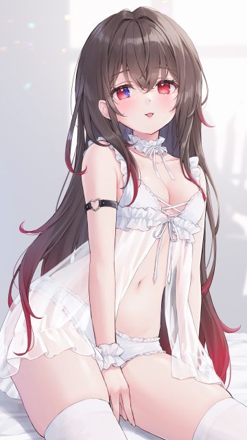 shano hiyori indie virtual youtuber kakeu lulu heterochromia lingerie pantsu see through thighhighs