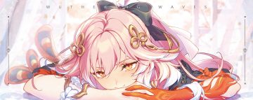 blush bow braids changli (wuthering waves) close long hair pink hair wuthering waves xxinainaxx yellow eyes