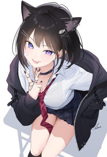 takimi animal ears bra nekomimi open shirt see through seifuku
