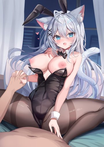 retsuto animal ears breasts bunny ears bunny girl nekomimi nipples no bra pantyhose tail