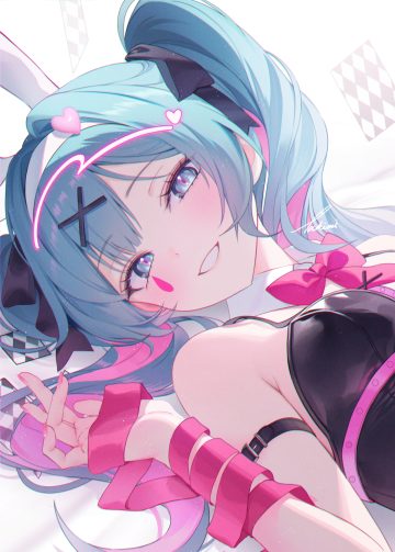 takimi rabbit hole (vocaloid) vocaloid hatsune miku animal ears bunny ears bunny girl tattoo