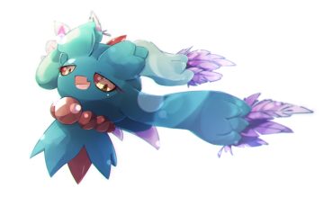 fang feathers flutter mane gorilla (bun0615) horns necklace no humans pokemon white yellow eyes