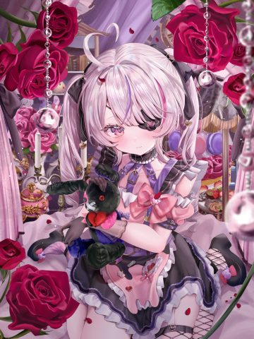 rfcnev nijisanji nijisanji en maria marionette eyepatch fishnets gothic lolita lolita fashion stockings thighhighs