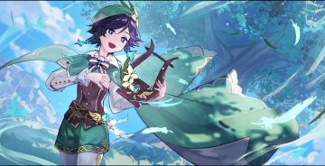 aito all male aqua eyes black hair bow braids butterfly cape clouds feathers genshin impact hat instrument leaves male pantyhose shirt short hair shorts signed sketch sky tree venti (genshin impact)