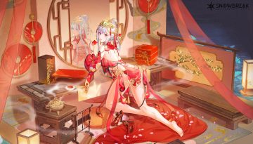 atdan barefoot chinese clothes gray hair headdress ji chenxing logo mirror nopan petals purple eyes reflection ribbons see through snowbreak: containment zone water wristwear