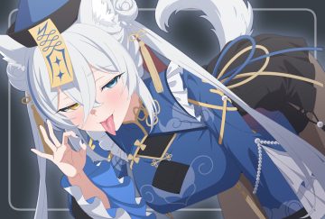 animal ears bicolored eyes blush braids chinese clothes close dress gray hair hat huet-pc kemomimi refle! long hair ofuda pantyhose ronomiya hinagiku tail twintails wolfgirl