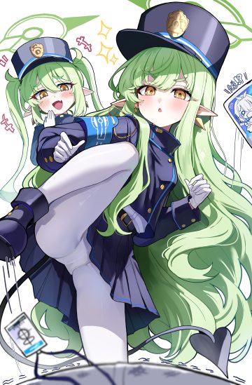sak blue archive arona (blue archive) tachibana hikari tachibana nozomi chibi halo loli pantsu pantyhose pointy ears skirt lift tail uniform